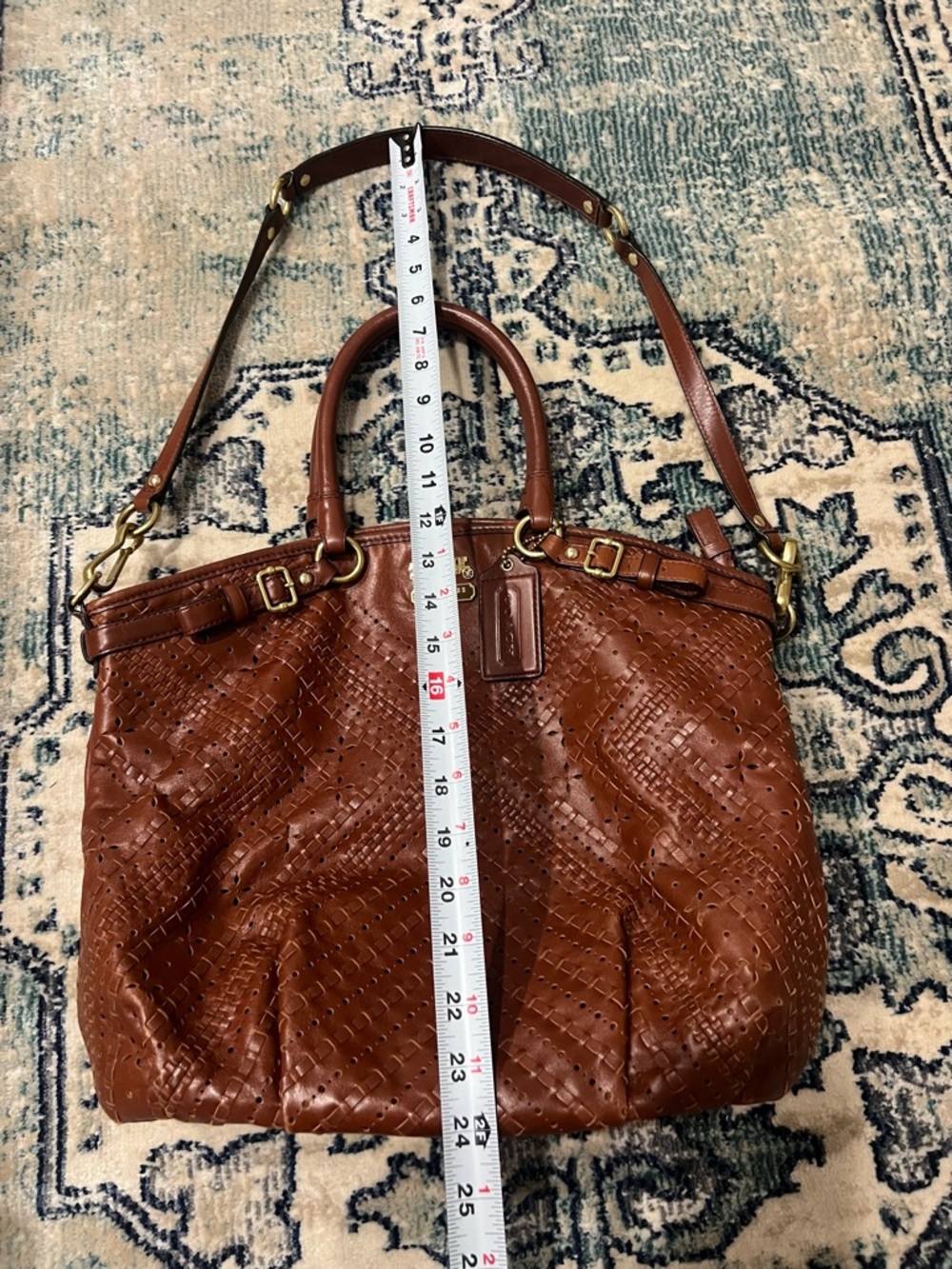 Coach Madison Criss Cross Leather Satchel Shoulder Bag #19836 - Picture 12 of 15
